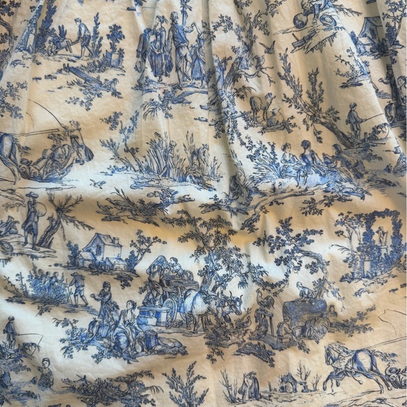 TCEC Blue Toile Sundress Empire Waist Smocked Back Size M Cottagecore - Picture 8 of 13